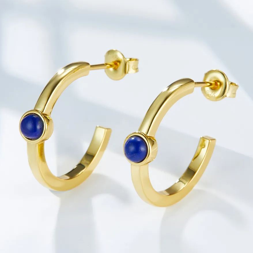 S 925 silver stud lapis Lazuli earrings