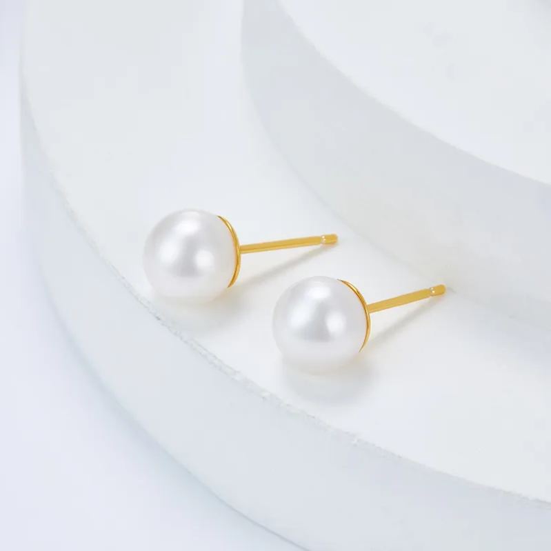 925 silver 8mm fresh water pearl stud earrings