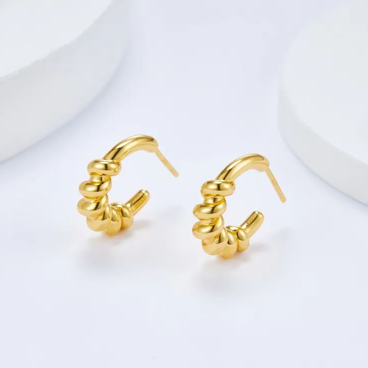 Boucles d'oreilles courbes en or vermeil 18 carats 