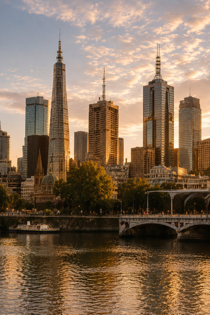 Melbourne city light by the river